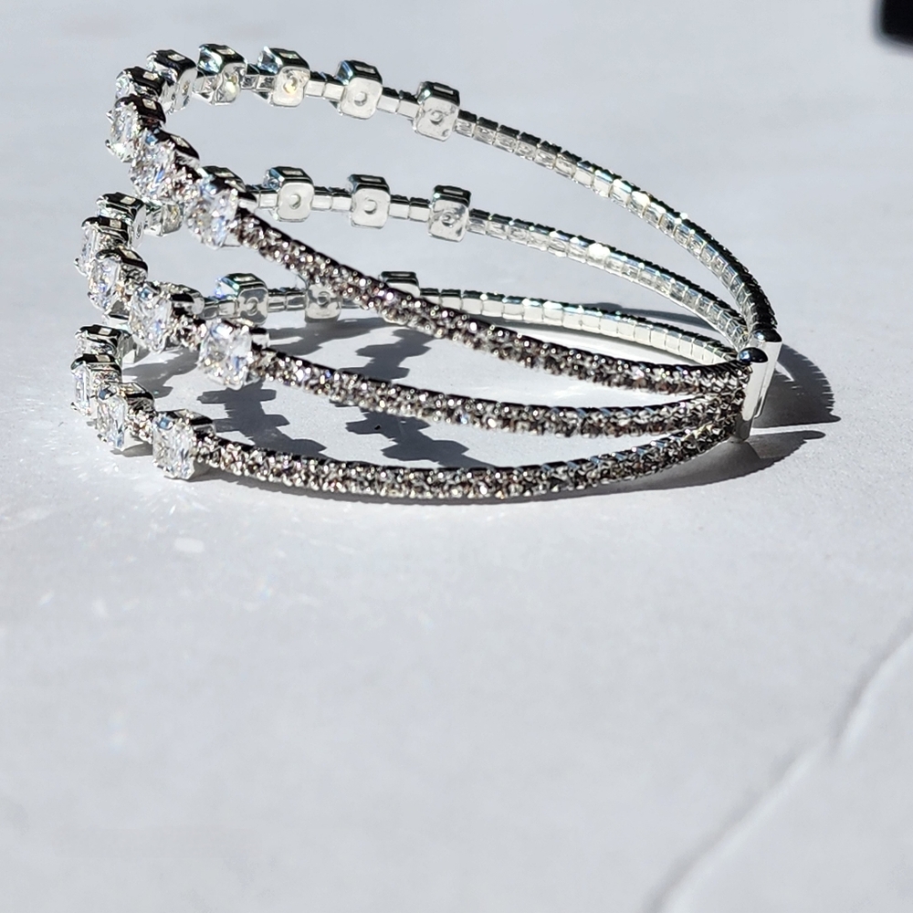 Women's Cubic Zirconia Square Cupchain Cuff Bangle - Picture 3 of 8